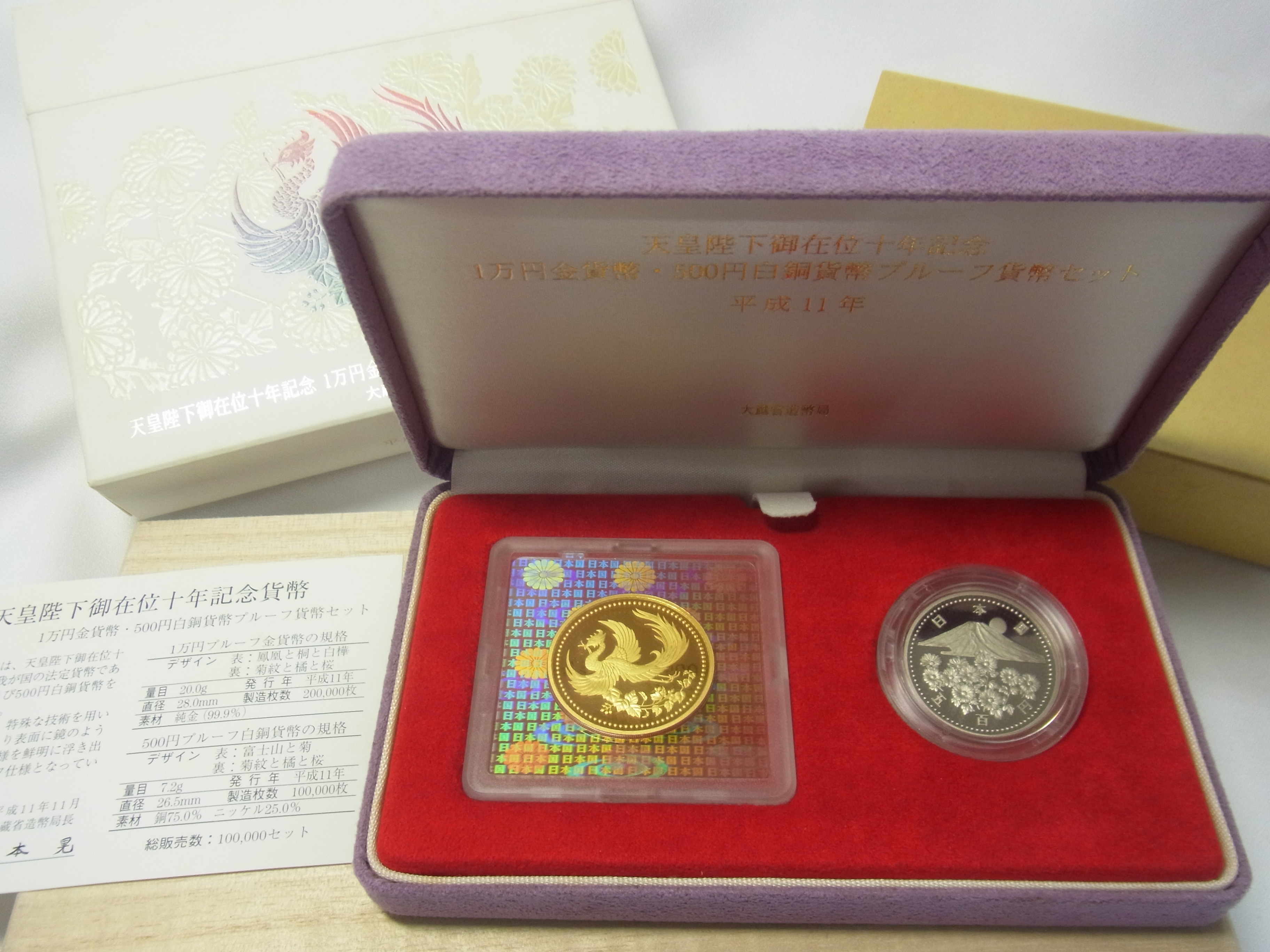 (平成)天皇陛下ご在位10年記念1万円500円貨幣セット画1